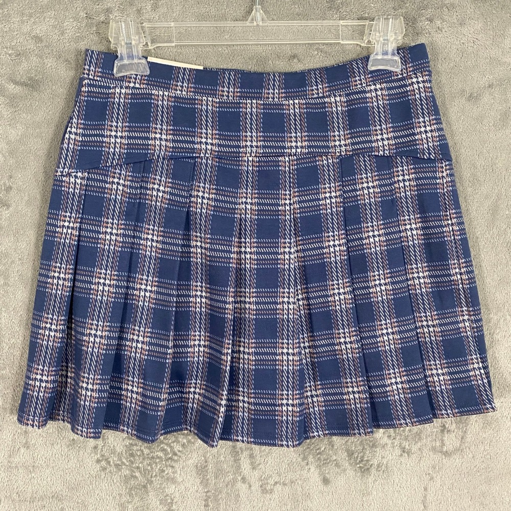 NWT SO Plaid Skort Sz XL 14/16 Blue Pleated Mini Skirt Built-in‎ Shorts Preppy